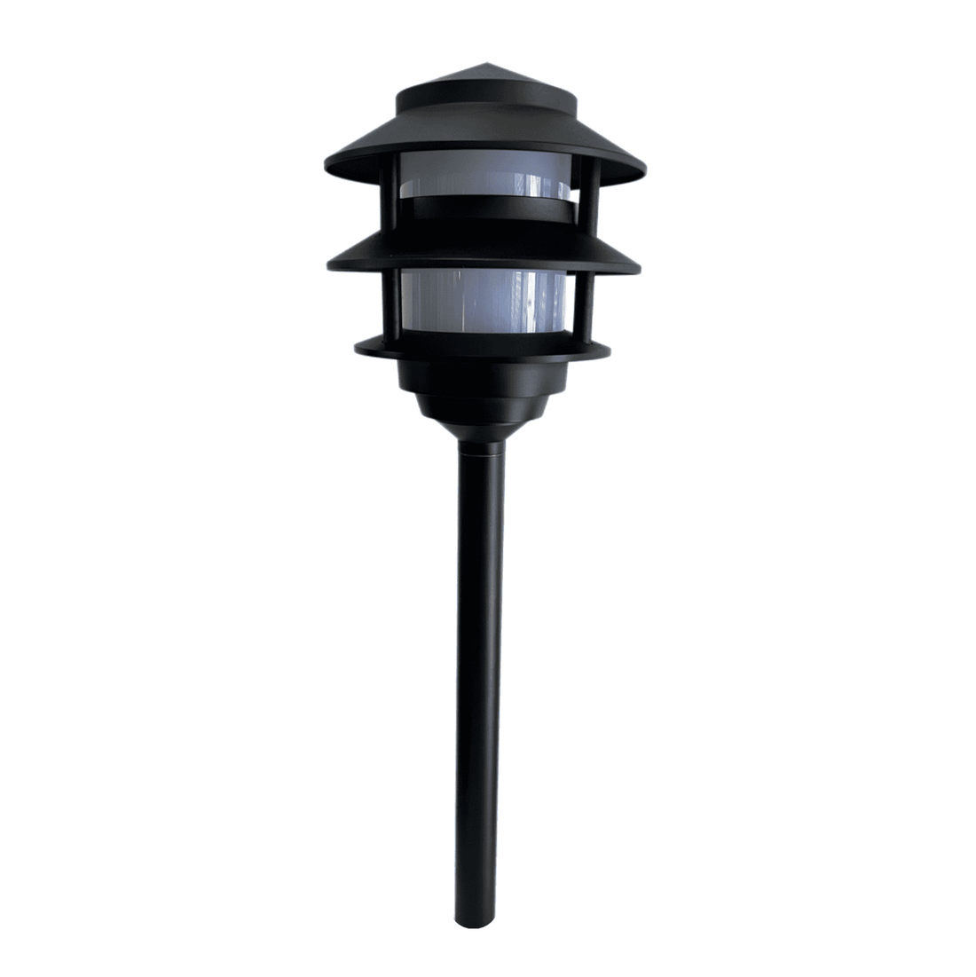 Bougie Solid Cast Brass Pagoda Path & Area Light Black Finish Low Voltage Outdoor Lighting