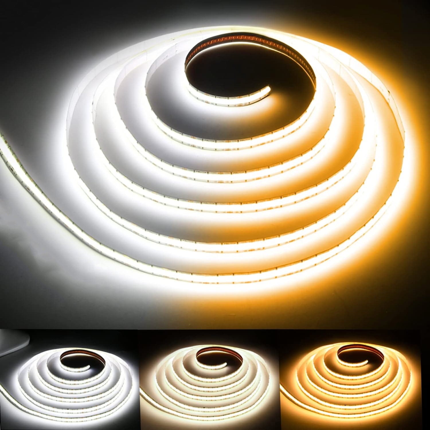 Dotless Linear LED Tunable CCT (2700K-6500K) COB Strip Lights Low Voltage DC24V Tape Light