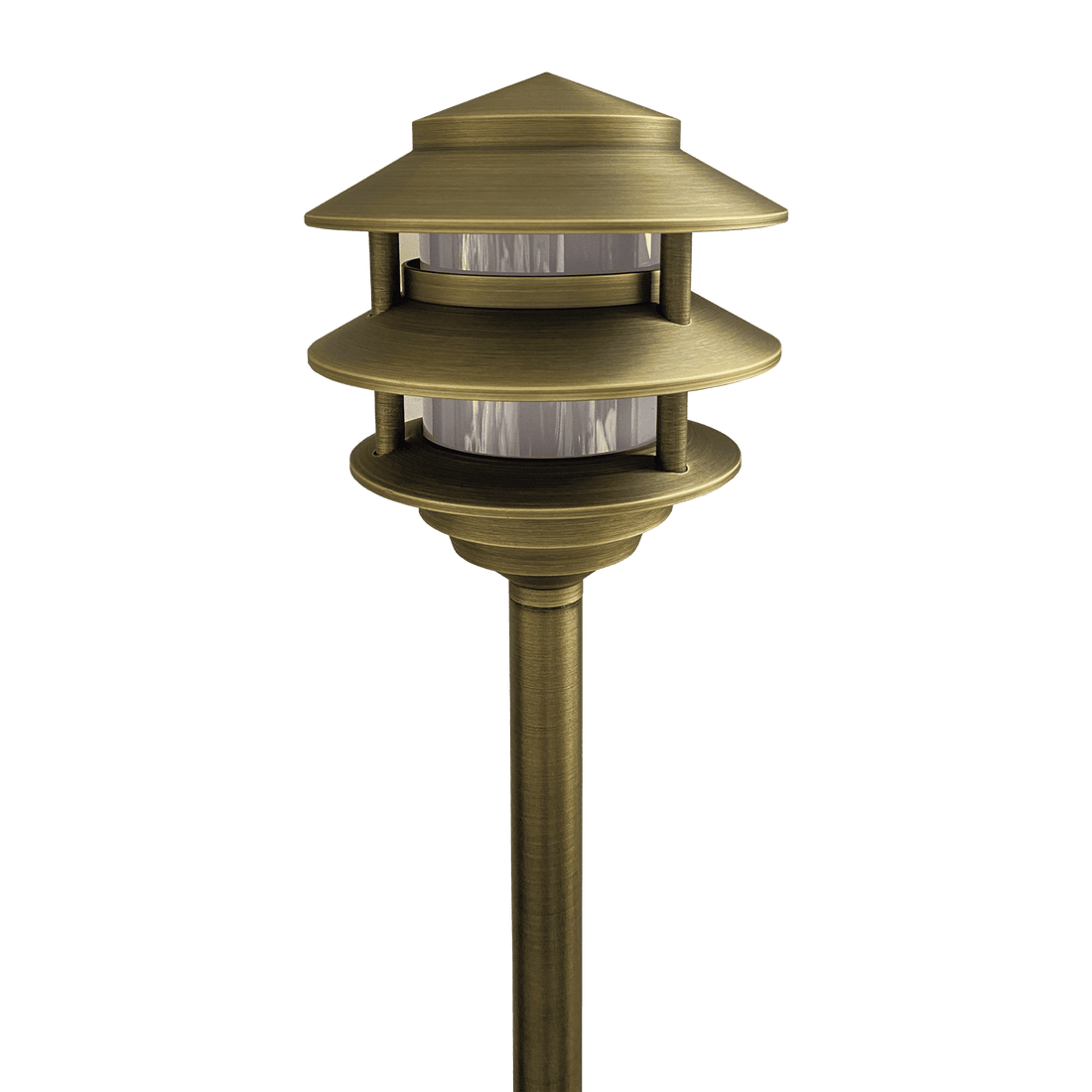 PLB22 Cast Brass Pagoda LED Low Voltage Pathway Outdoor Lighting Landscape Fixture