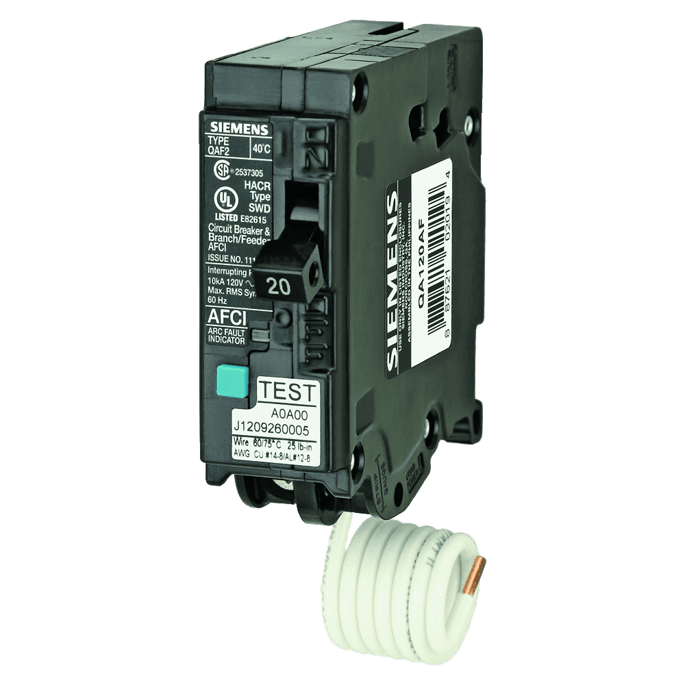 Siemens QA120AFC 20 Amp 1 in. Single-Pole 120-Volt Plug-On Combination AFCI Circuit Breaker