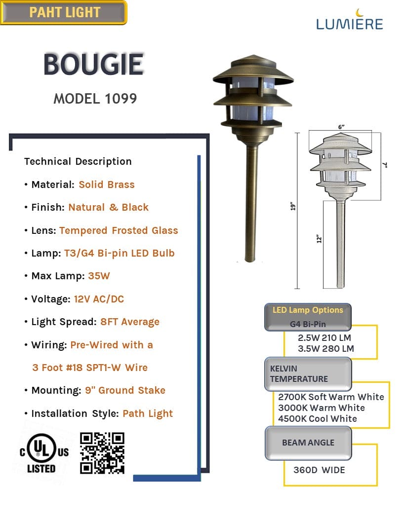 Bougie Solid Cast Brass Pagoda Path &amp; Area Light Antique Bronze Low Voltage Outdoor Lighting