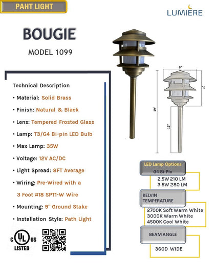 Bougie Solid Cast Brass Pagoda Path &amp; Area Light Antique Bronze Low Voltage Outdoor Lighting