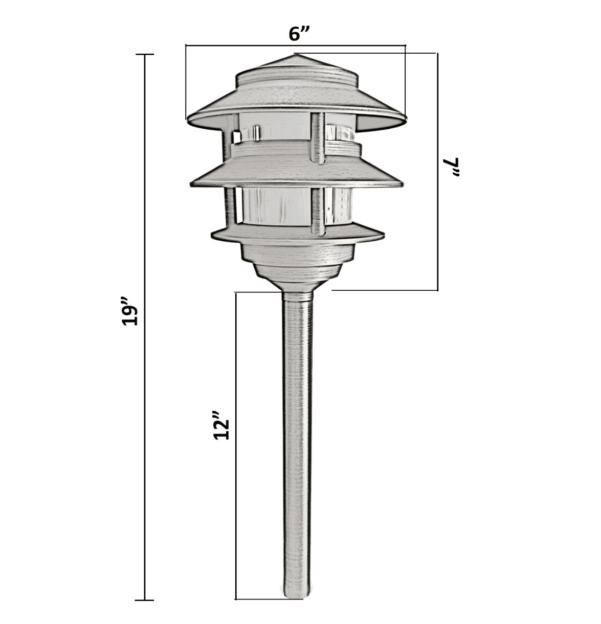 Bougie Solid Cast Brass Pagoda Path &amp; Area Light Antique Bronze Low Voltage Outdoor Lighting