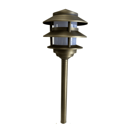 Bougie Solid Cast Brass Pagoda Path &amp; Area Light Antique Bronze Low Voltage Outdoor Lighting