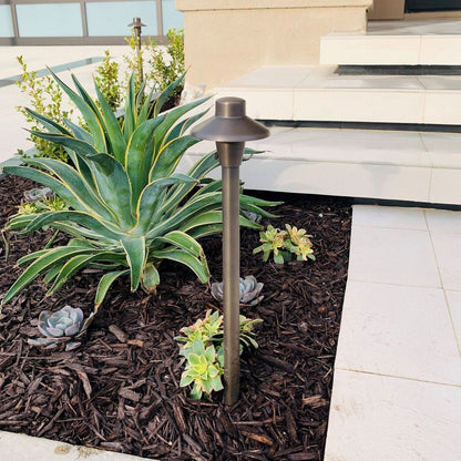 Capuchon Solid Cast Brass Path &amp; Area Light - Natural Bronze Low Voltage Outdoor Lighting