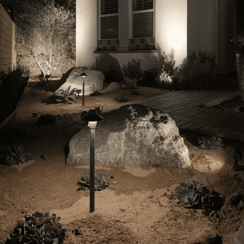 Capuchon Solid Cast Brass Path &amp; Area Light - Natural Bronze Low Voltage Outdoor Lighting