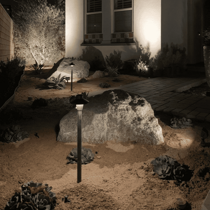 Capuchon Solid Cast Brass Path &amp; Area Light - Natural Bronze Low Voltage Outdoor Lighting