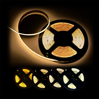 Dotless Linear LED Tunable CCT (2700K-6500K) COB Strip Lights Low Voltage DC24V Tape Light