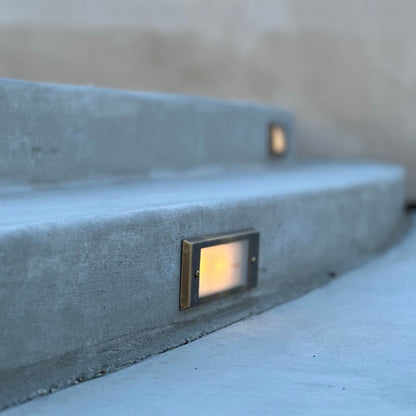 Tulay Cast Brass Step Light Frosted Lens Low Voltage Outdoor Lighting