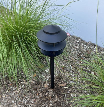 Bougie Solid Cast Brass Pagoda Path &amp; Area Light Black Finish Low Voltage Outdoor Lighting