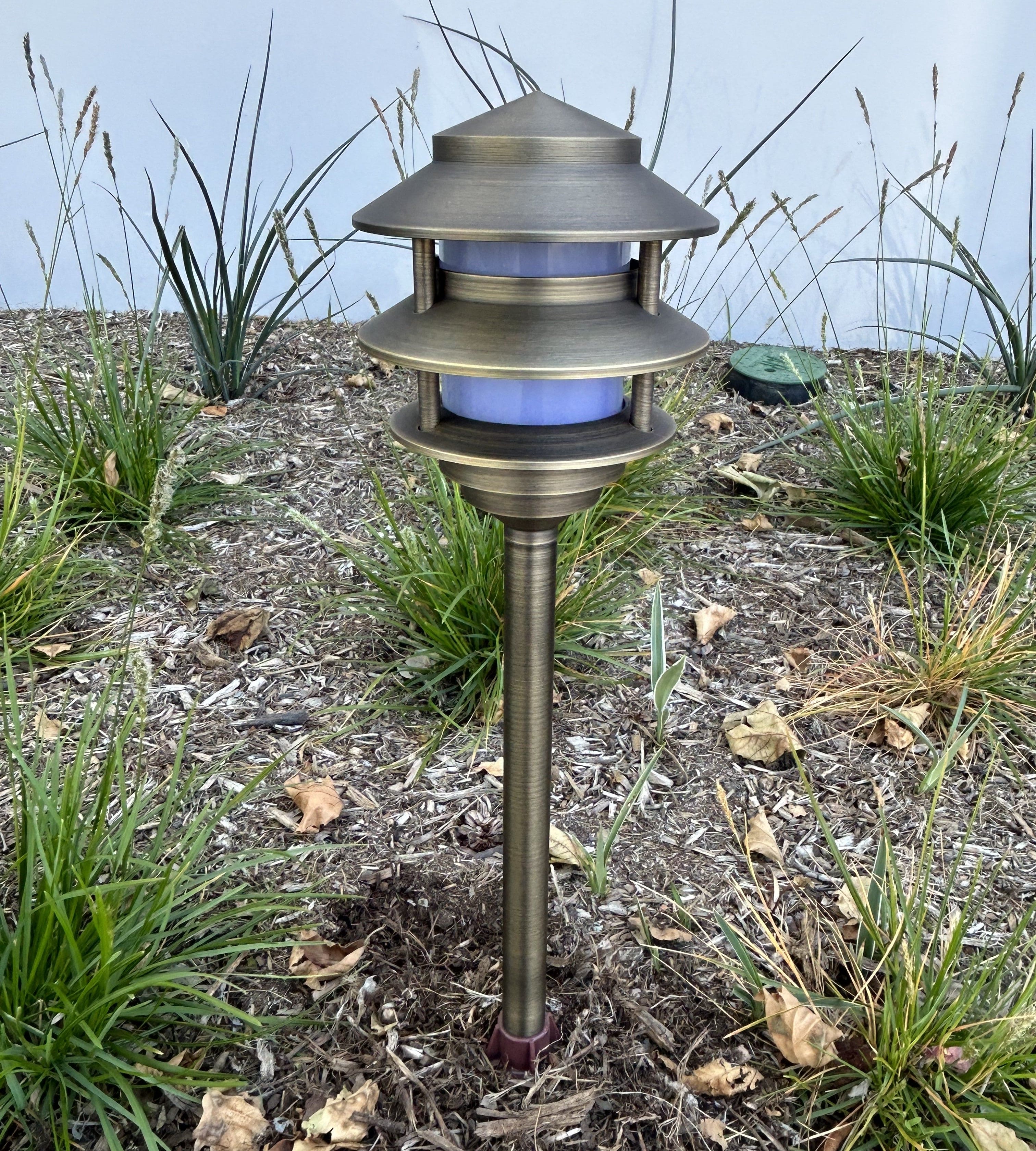 Bougie Solid Cast Brass Pagoda Path &amp; Area Light Antique Bronze Low Voltage Outdoor Lighting