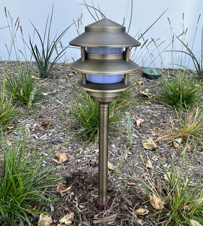 Bougie Solid Cast Brass Pagoda Path &amp; Area Light Antique Bronze Low Voltage Outdoor Lighting
