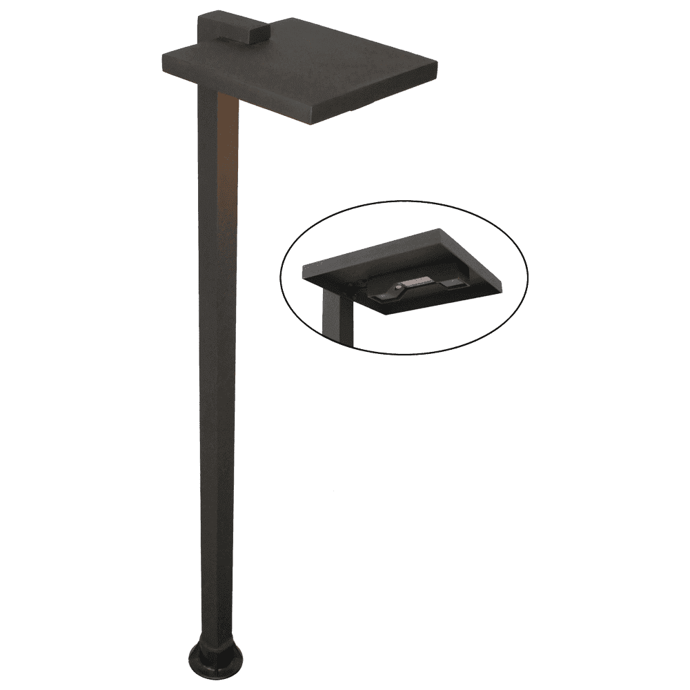 LP002 12V 3W LED Shallow Shade Mid Century Square Top Bollard Path Light