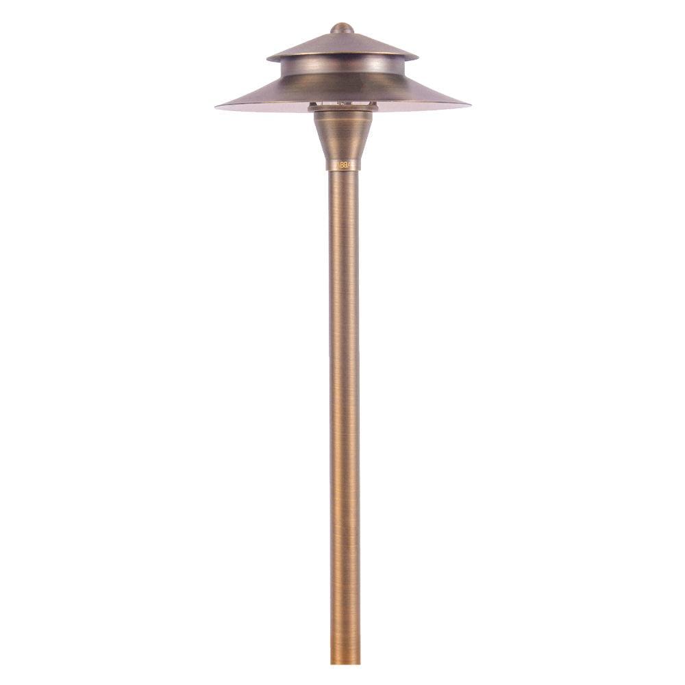 PLB04 Two Tier Brass LED Pagoda Low Voltage Pathway Light
