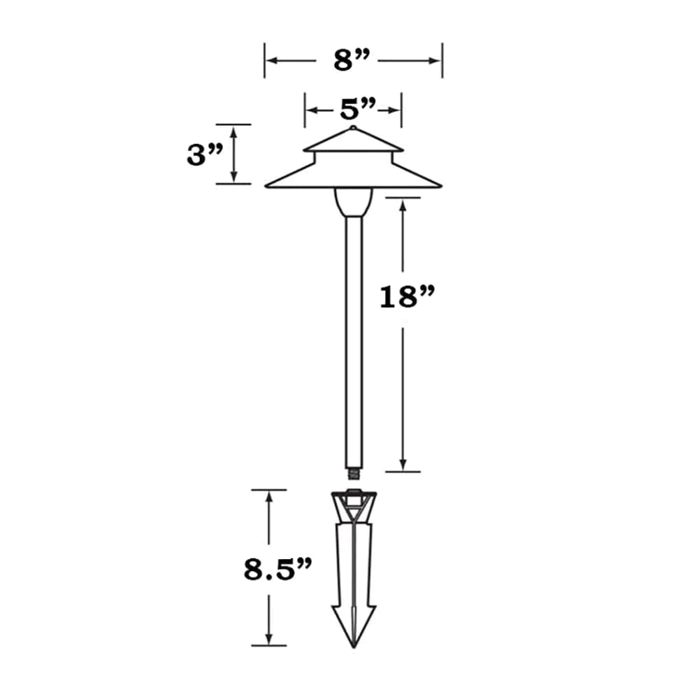 PLB04 Two Tier Brass LED Pagoda Low Voltage Pathway Light