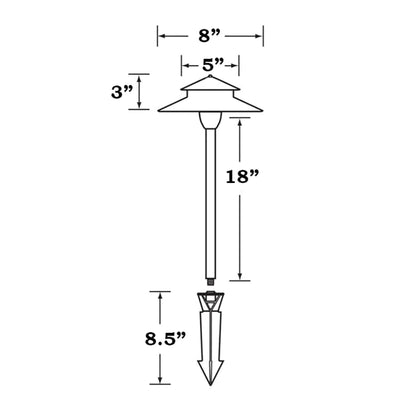 PLB04 Two Tier Brass LED Pagoda Low Voltage Pathway Light