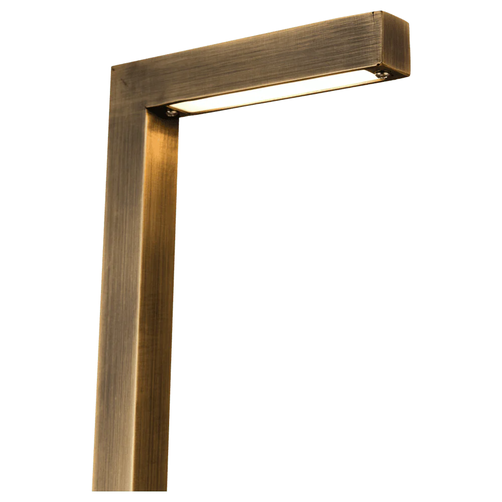 PLB10 LED Brass L-Shaped Low Voltage Landscape Lighting Pathway Light