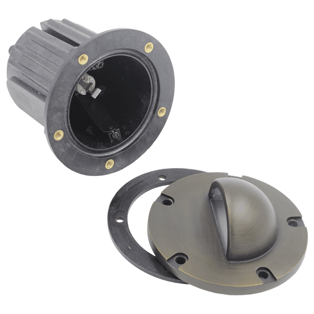 UNB02 Cast Brass Low Voltage Half Moon Round LED In-ground Well Light IP65 Waterproof