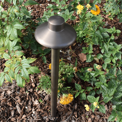 Capuchon Solid Cast Brass Path &amp; Area Light - Natural Bronze Low Voltage Outdoor Lighting