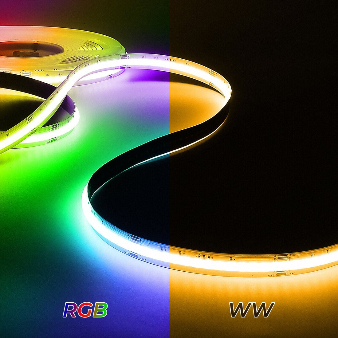 Dotless Linear LED RGBW Color Changing 6W/ft COB Strip Lights IP20 Low Voltage DC24V Tape Light
